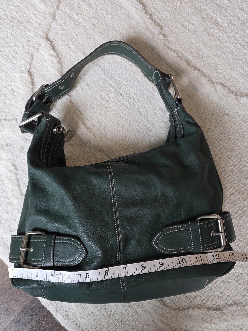 Dark Green Leather Shoulder Bag by Franco Sarto - Picture 10 of 15
